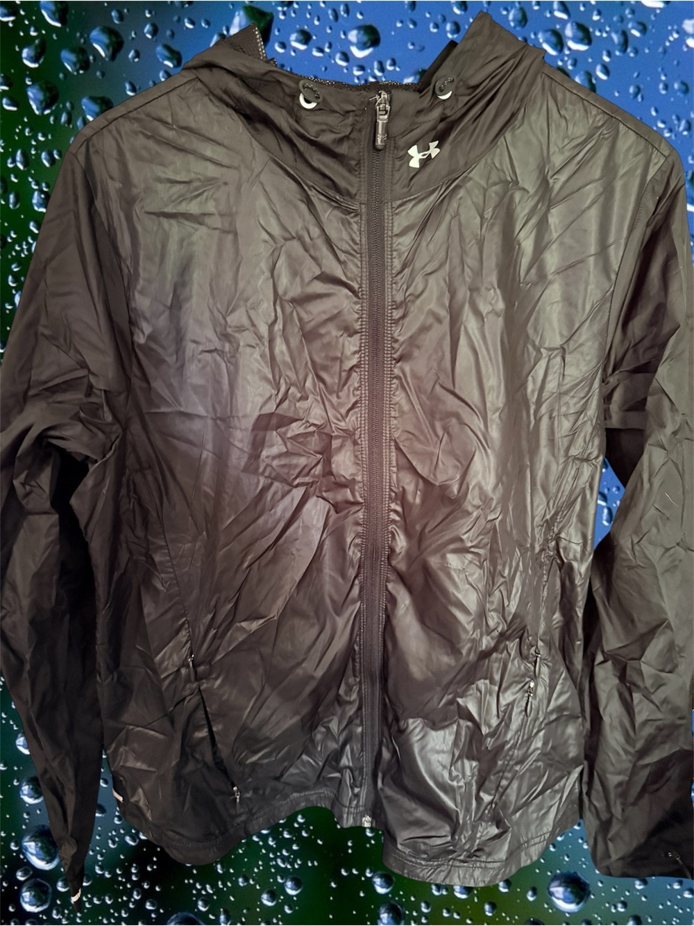 Under Armour Black Hooded Packable Waterproof Layered Up Jacket Size XL